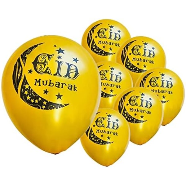 Eid Mubarak ballonger 15 delar guld Eid ballonger 12 tums latex B Eid Print Gold PACK OF 15