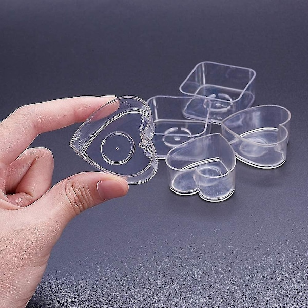 40 Stycken Plast Genomskinlig Värmeljushållare Hjärta Fyrkant Värmeljushållare Ljusgåva