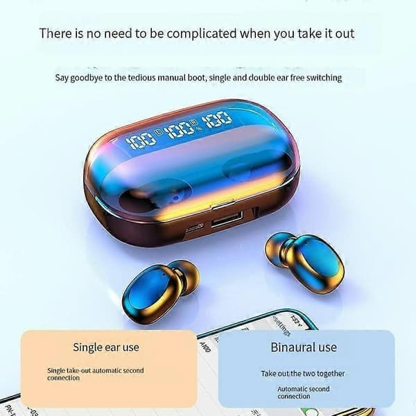 Smarta trådlösa bluetooth headset 5.0 binaurala in-ear T3 superlång standby bluetooth headset