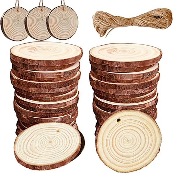 Träskivor 20 st Trädstamsskivor 9-10 cm Obehandlade Träcirklar