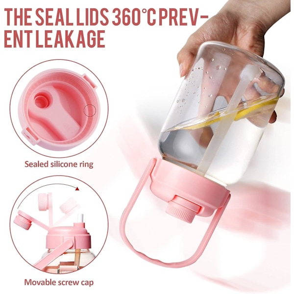 768 ml Glas Vattenflaskor Klar Söt Kawaii Vattenflaskor med Sugrör Rem Estetisk Sport Motivation