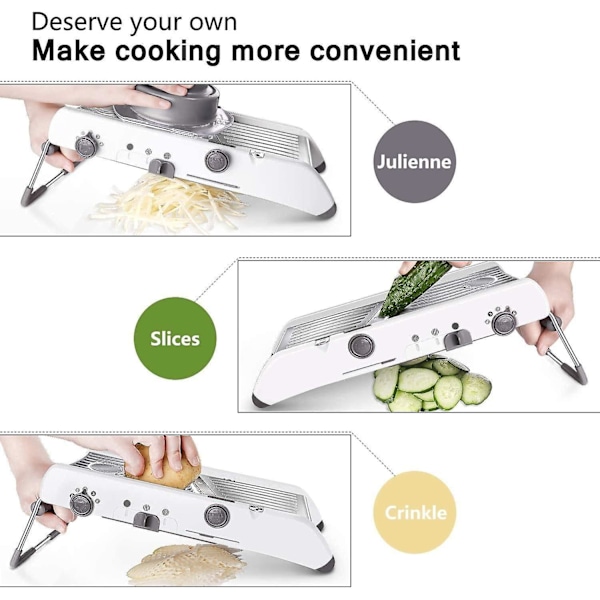 Mandolin Skärare Rostfritt Stål Grönsaks Julienneskärare Inbyggda Justerbara Säkra Blad Rivjärn