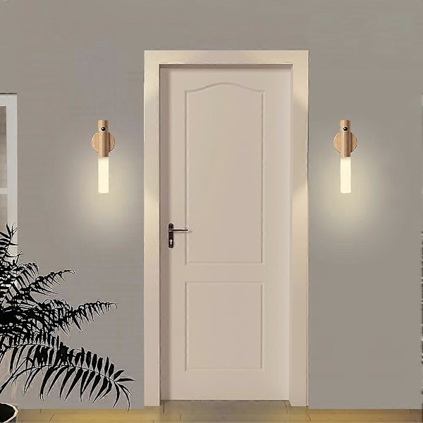 Rörelsedetektor, Nattlampor, Magnet, Kroppssensor, Hall, Uppladdningsbar, LED-lampa, Trävägglampa, Batteridriven, Skåplampor 2 st