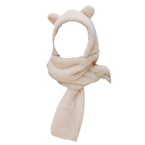 Vintermode Enfärgad Söt Bear Ear Design Varm plysch mössa Ca Beige