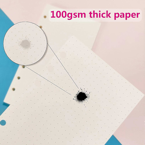 A5 Refillpapper, 3-pack Refillpapper, Rutat, 6 Håls Refill Blankt Papper, Pärmfyllnadspapper 135 Ark 270 Sidor för 6-Rings Portfolio, A5