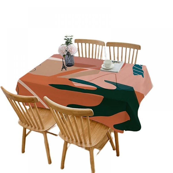 Bordsduk, rektangulär bordsduk i polyester med tryck i modern stil, tvättbar, vintage middag bröllop picknick bordsduk heminredning (78 tum)
