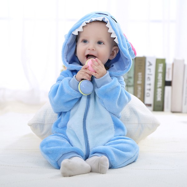 Baby Pojkar Pyjamas med Huva Söt Djur Mjuk Varm Dragkedja Jumpsuit Vinter