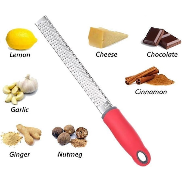 Citronzestare & Rivjärn för Ost, Ingefära, Vitlök, Muskotnöt med Längd på 32,3 cm (Röd)