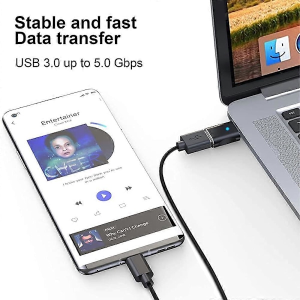 USB C till USB Adapter, USB Typ C till USB 3.0 Adapter Kompatibel med MacBook Pro 2021 iMac iPad, MacBook Air 2020, Laptop, Monitor och Andra Typ C Enheter