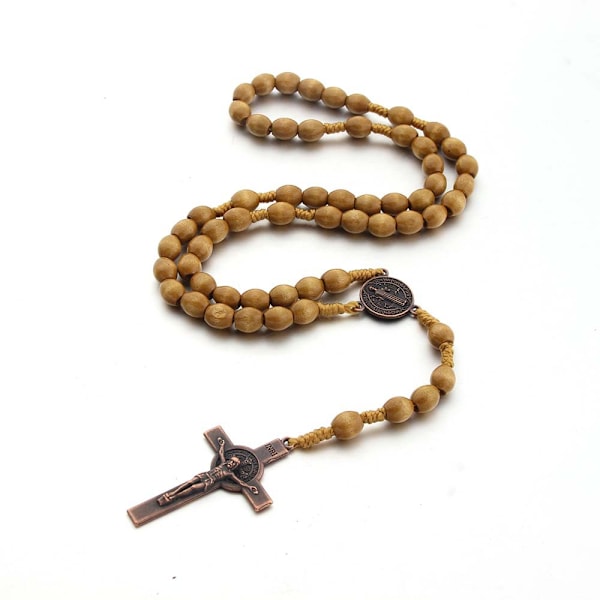 Vintage Rosenkrans Katolsk Böne Halsband Kristus Jesus Kors Hänge Halsband Pärlstav Religiösa Smycken Gåva