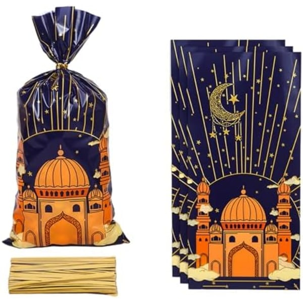 100 st Festgodispåsar Eid Mubarak presentpåsar Ramadan Sweet Bag