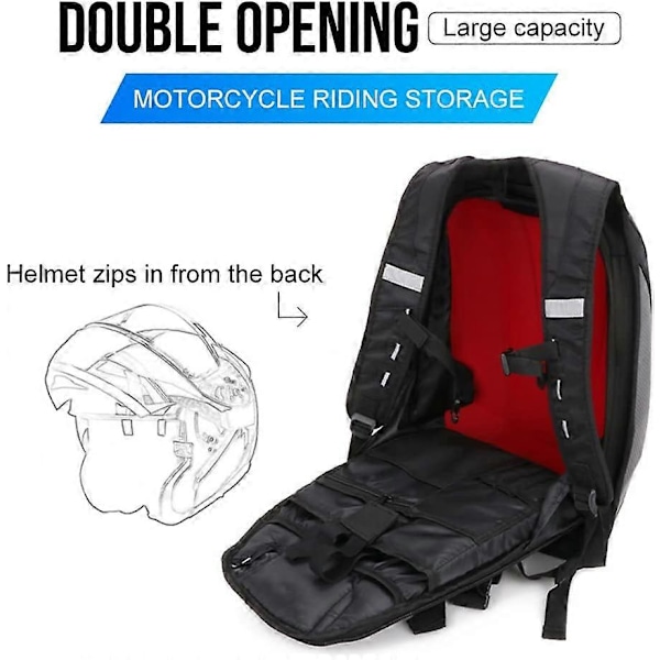 Motorcykel Hardshell Ryggsäck, Vattentät Kolfiber Motorcykelryggsäck för Resor Camping Cykling Förvaring, C