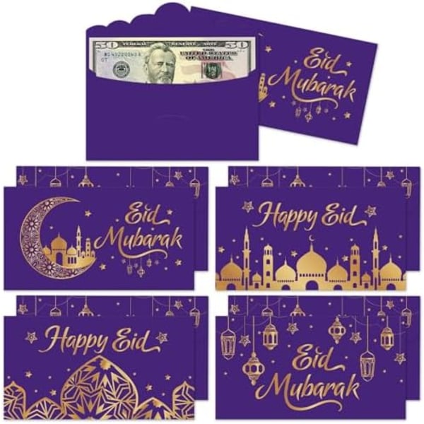 Kitticcino 24 st Eid Mubarak Pengar Kuvert Eid Presentkort Ho Purple