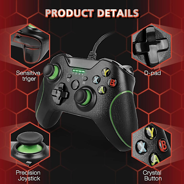 Trådbunden Handkontroll One Dual Vibration USB Trådbunden Spelkontroll Gamepad