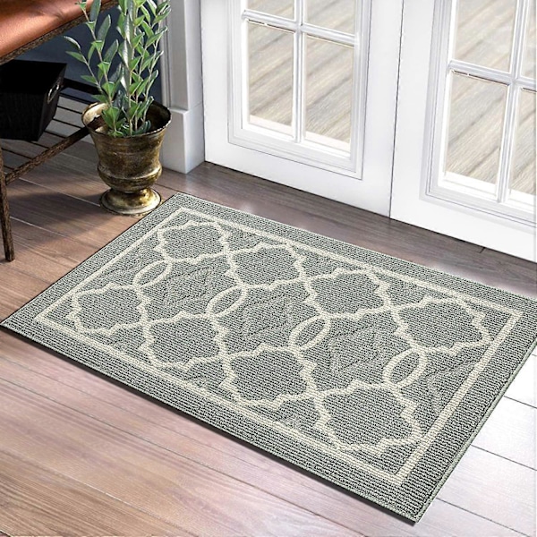 Dammtät Dörrmatta, Halkfri Smutsmatta för Inom- och Utomhusbruk, Superabsorberande Golvmatta, Maskintvättbar Dörrmatta (Grön, 50 x 80 cm)