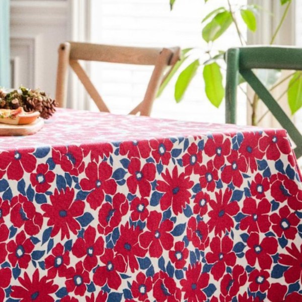 Bordsduk, fransk lantlig konsttryck bordsduk fyrkantig bomull bordsöverdrag linne för kök matsal vår sommar picknick inomhus utomhusbruk (55 tum)
