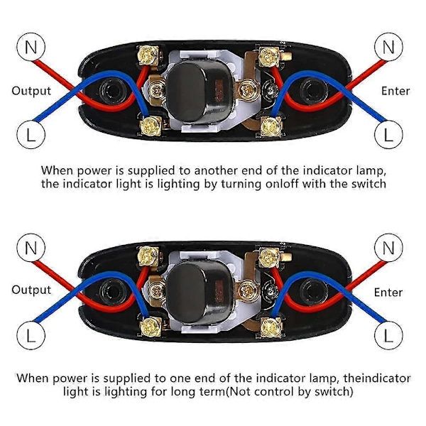 2 st Inline Strömbrytare Låg Profil Torped Strömbrytare AC 250V 10A för Sänglampa Skrivbordslampa Bordslampa Elektrisk Sladd (Svart)