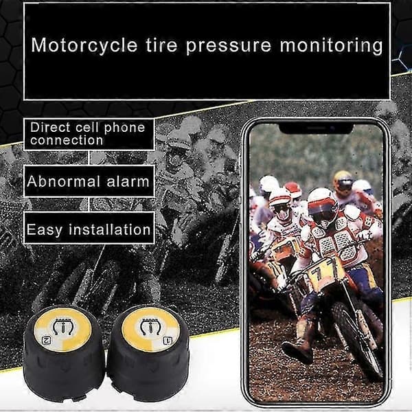 Motorcykel Bluetooth Däcktrycksövervakningssystem Tpms Mobilapp Detekterar 2 Externa Sensorer