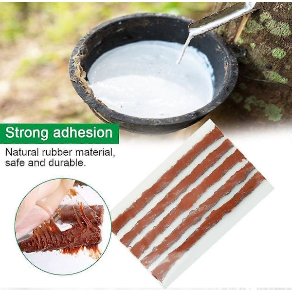 30 st Naturgummi Däckreparationsveke Bil Däckveke 6MM*10CM Motorcykel Däckreparationskit med 2 Installationsverktyg Slanglöst Reparationskit Motorcykel Bil T