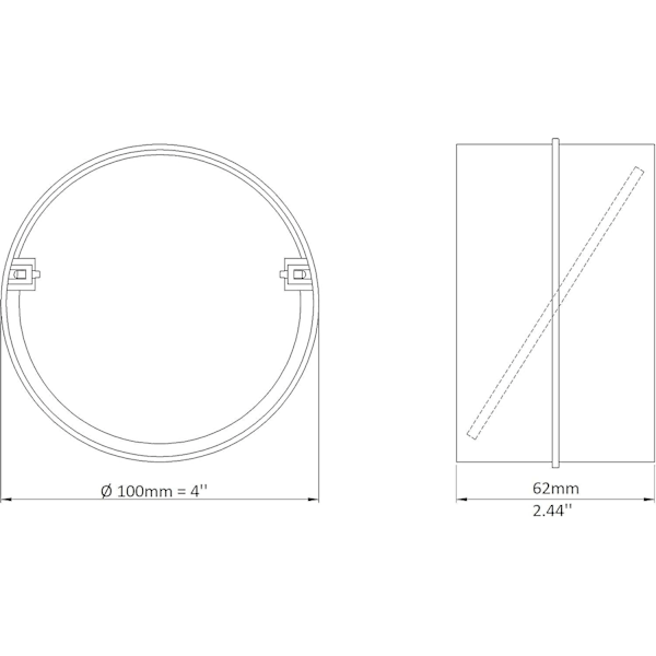 100mm Anslutning med backventil Rund ventilationsrör 100mm