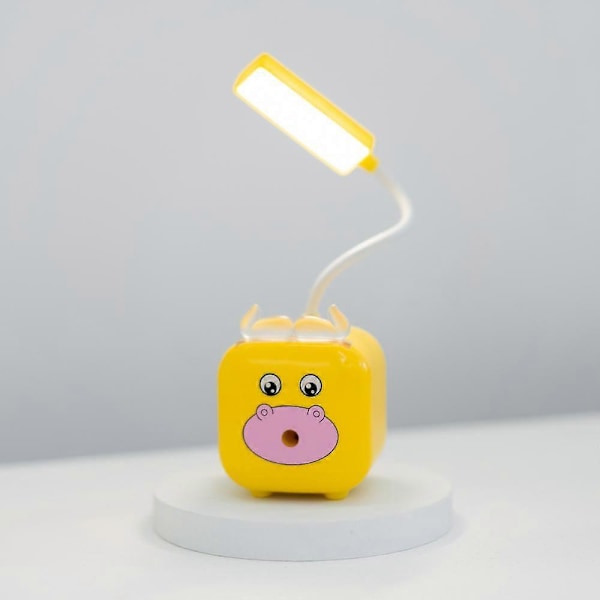Söt Nattlampa, Multifunktionell Skrivbordslampa med ABS-material, Tecknad Djurdesign, Telefonhållare, Pennställ, Pennvässare, Svanhals, Perfekt f