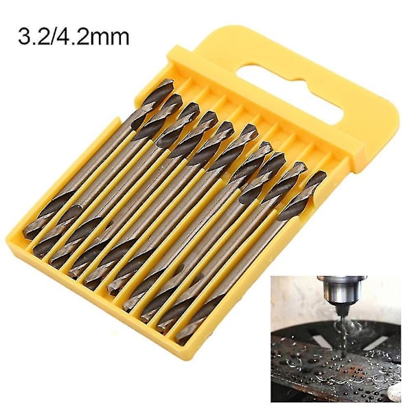 10 st 3,2 mm/4,2 mm Elektrisk Skruvmejsel Höghastighetsstål Dubbelände Spiralborr