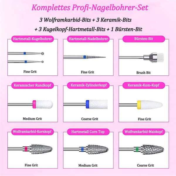 Manikyr-pedikyrset, 10 delar, nagelklippartillbehör 2,38 mm