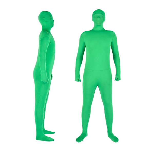 Stretchig grön skärmdräkt för video chroma key bekväm bakgrund osynlig effekt tight dräkt bodysuit cosplay kostymer