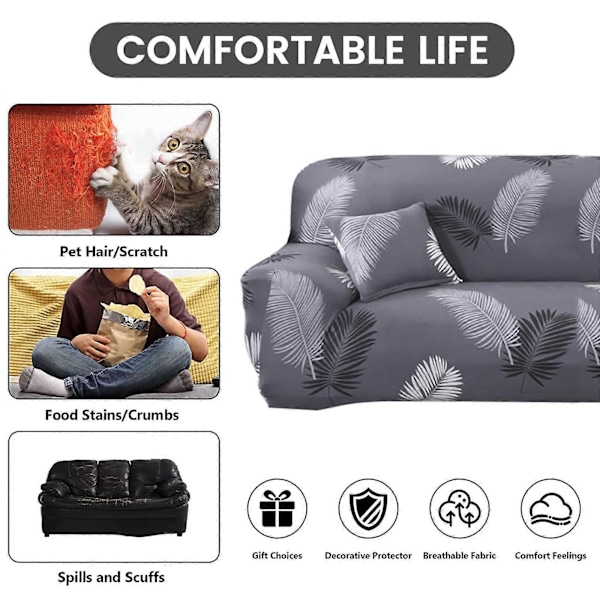 Stretch Sofföverdrag 4-sits Universal Tryckt Sofföverdrag 1-delad Fåtölj Loveseat Sofföverdrag Möbelskydd