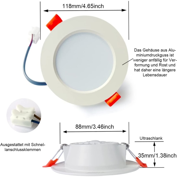 5x7W ultratunn, LED-infälld takpanel, gjuten aluminium IP44