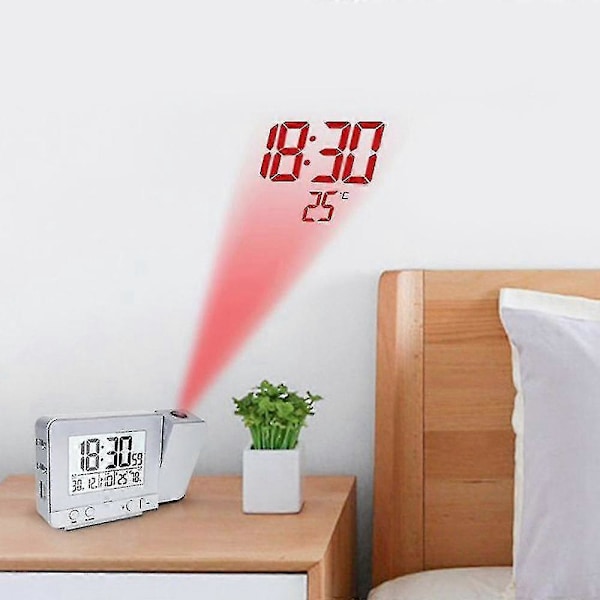Projektionsväckarklocka för sovrum, Inomhustermometer, Hygrometer
