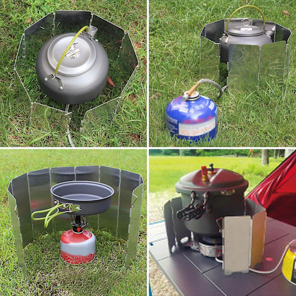 10 Delar Vikbart Vindskydd för Spis, Campingvindskydd för Camping och Vandring