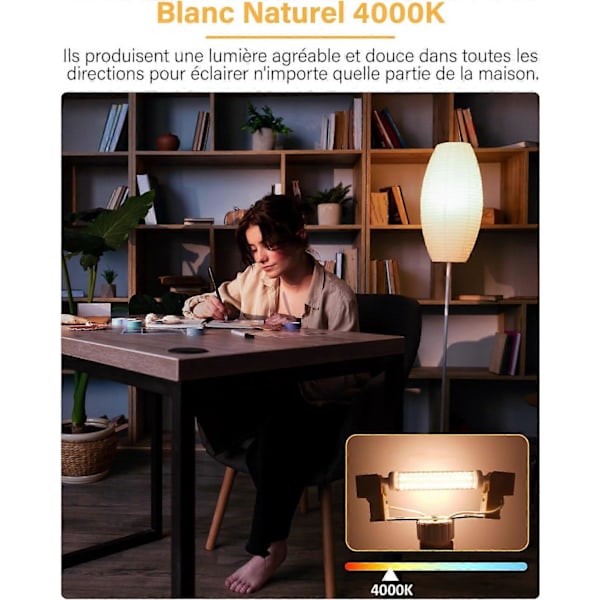 118mm R7S LED-lampa 10W Naturvit 4000K Linjär Spotlight Dubbelsidig 100W Halogenlampa Ersättning Perfekt för Sovrum, Badrum Ej Dimbar 2st