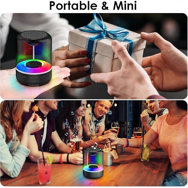 Ljusstark Bluetooth-högtalare Mini Bluetooth-högtalare med LED-ljus Förbättrad bas 360° HiFi-ljud TF Ca