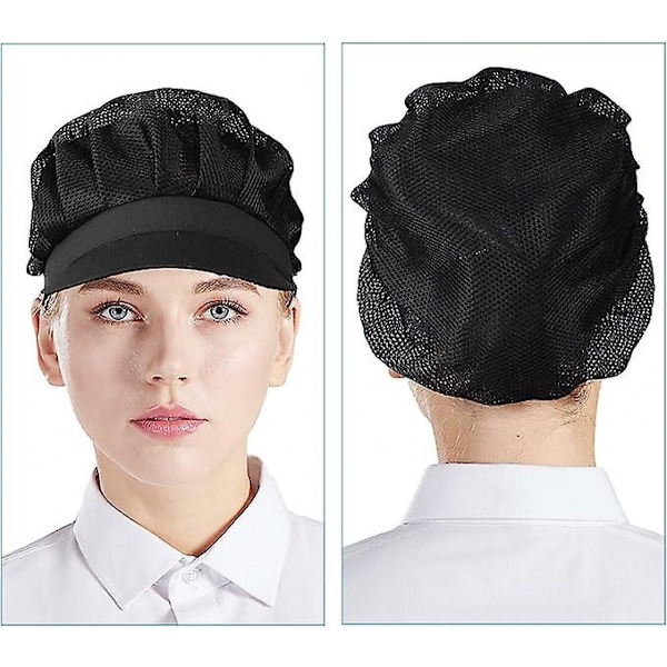 Svart 3-pack Kockmössa Kök Matlagning Kockhatt Matservering Hårnät För Kvinnor One Size