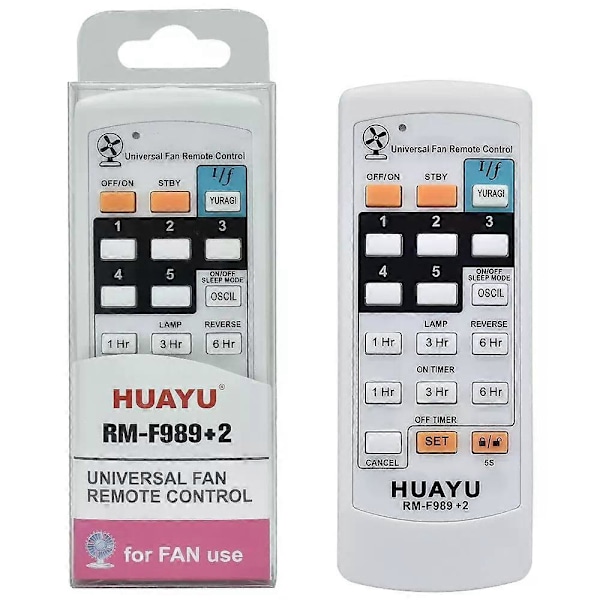Ny HUAYU RM-F989+2 Universalfjärrkontroll för Panasonic Midea Takfläkt Väggfläkt