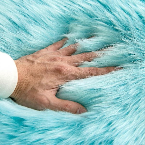 Fuskpäls Mattor, Fusk Fluffig Matta, Mjuk Ryamatta, för Sovrum Soffa Golv, 60 x 90cm, Molnform, Himmelsblå