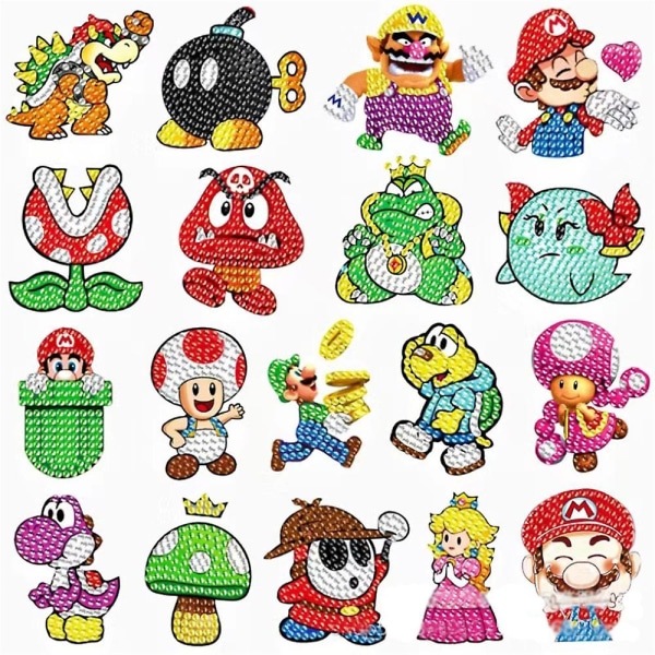 18st Super Mario Bros Diamond Painting Stickers Kit Gör själv hantverk F
