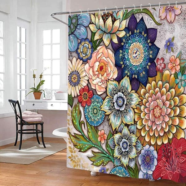 Duschdraperi Bohemisk Stor Blomsterserie 3D Digitaltryck Polyester Vattentätt 180*180H CM