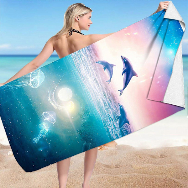 Anti-Sand Strandfilt Mikrofiber Strandhandduk Ocean Val Multifunktionell Handduk För Resor Pool 30X60