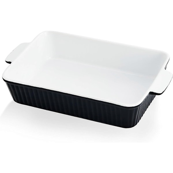 Grytor för ugn 33 x 23,5 cm, 4000 ml porslinsformar, keramiska bakformar, med handtag 13x9 tum Svart 1 st