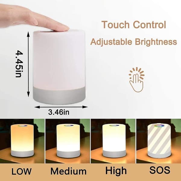 LED Touch Kontroll Uppladdningsbar Smart Sängbordslampa