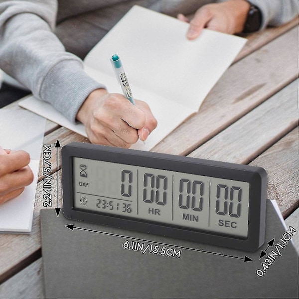 Stor Digital Nedräkningstimer Klocka - 999 Nedräkningstimer För Examen Labb Kök (svart)
