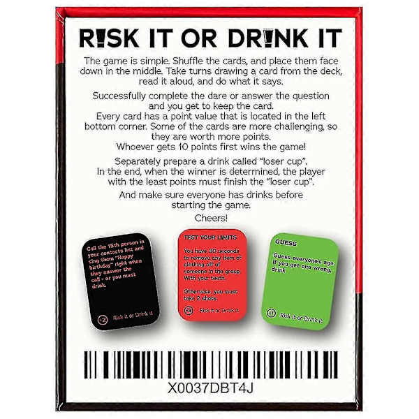 Risk It Or Drink It Roligt Partyspel För Högskolan Kortspel Drickspel Förfest Kväll Hilariska Utmaningar Frågor Vuxen