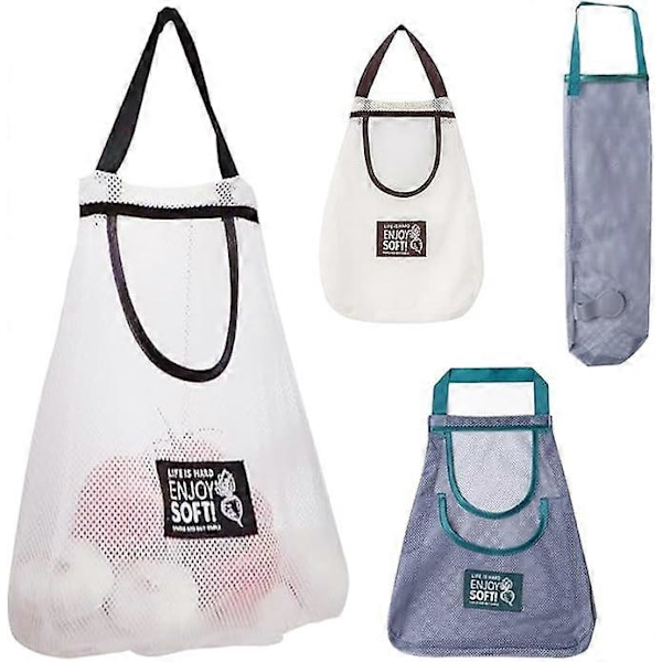 St Mesh Shopping Bag, Skräppåse, Bärbar Shoppingnätpåse, Tvättbar Nätpåse för Shopping, Frukt, Grönsaksförvaring (2 Färger)