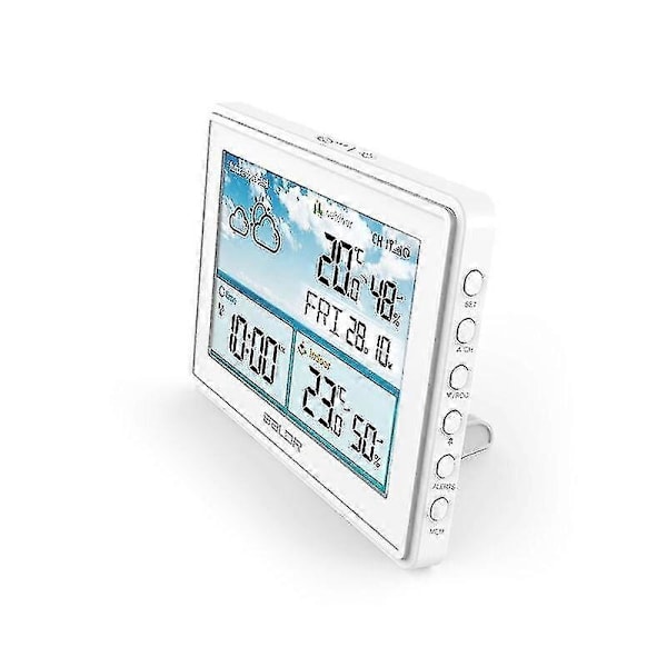 Trådlös Digital Väderstation med Färg LCD-Display, Termometer, Hygrometer, Väderprognossensor, Frostpunkt, Kalender och Väckarklocka