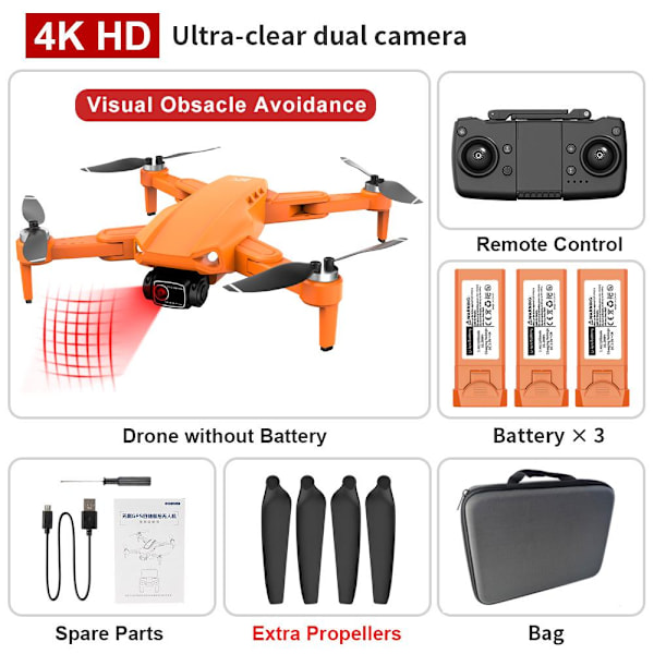L900 Pro SE HD Drönare 4K Professionell FPV Med Kamera 5G WIFI Visuell Hinderundvikning Borstlös Motor RC Quadcopter Mini Dron 3 Batterier