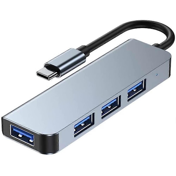 USB C Hub USB 3.0 Slim Aluminiums skal Typ C till 4-Port USB 3.0 Adapter, Höghastighets USB Splitter, Kompatibel med MacBook Air, Flash Drive, Mobil HDD