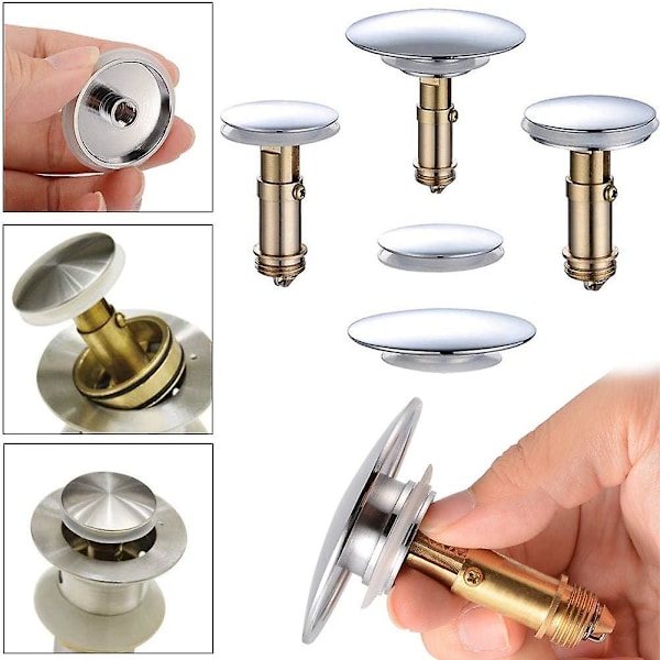 Avloppsplugg i mässing, Badrumsavloppsplugg 66mm Polerad Mässing Krom Pop Click Clack för Badrumskommod Ersättningsbultar