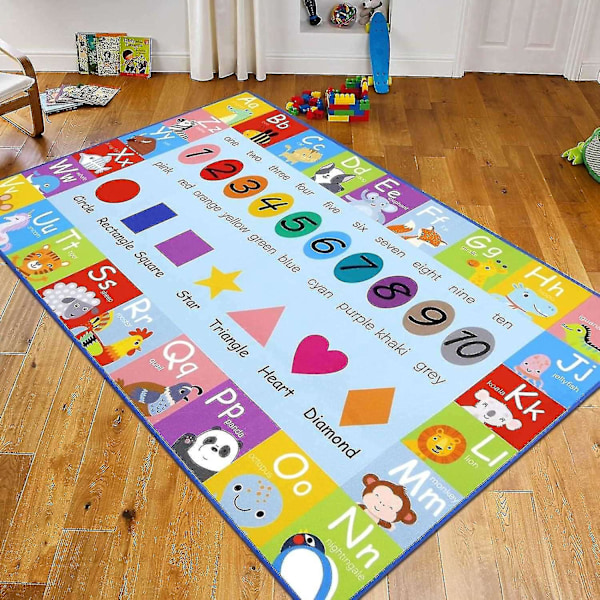 Lekmatta för barn Extra Stor Lekmatta Abc Bokstäver, Siffror, Studierum Sovrumsmatta, 100x150